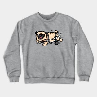 The Fighting Pug with Wheelchair Crewneck Sweatshirt